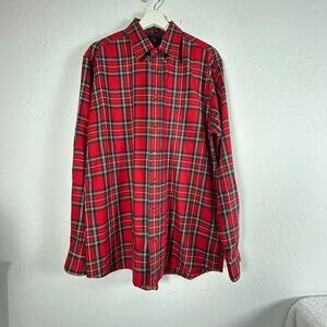Viyella Men Traditional Fit Plaid Long Sleeve Button Down Shirt Large Wool Blend